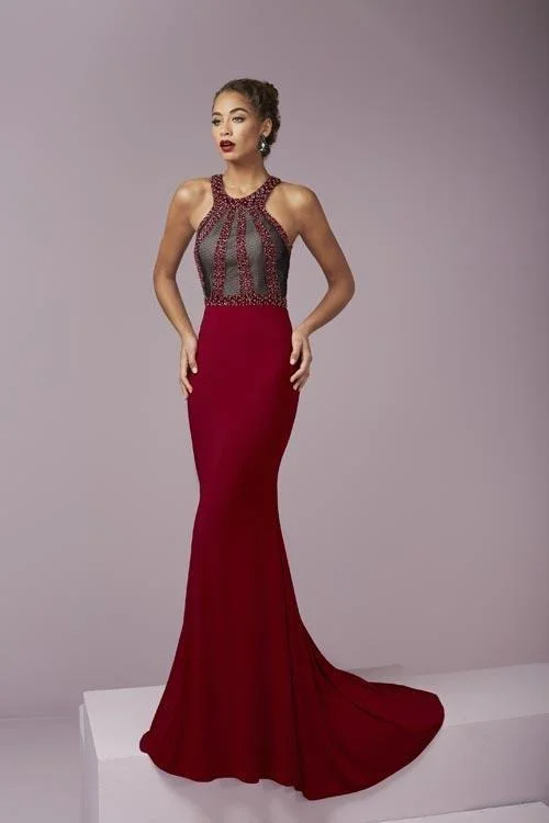 Tiffany Designs - Embellished High Halter Evening Dress 46089 - 1 pc Black/Black In Size 6 Available