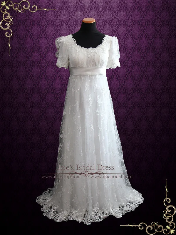 Regency Style Lace Wedding Dress with Empire Waist AMIEE