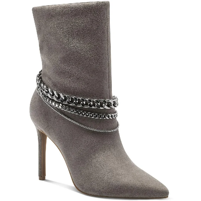 Womens Faux Suede Chain Ankle Boots